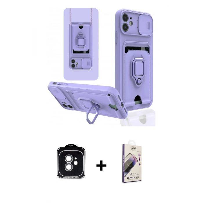 MARSİLYAN™- iPhone 11 Kılıf Vadi Form Prime - Siyah Bilvis 3D Mat Cam Ekran Koruyucu + PVD Metal Kamera Lens - YL