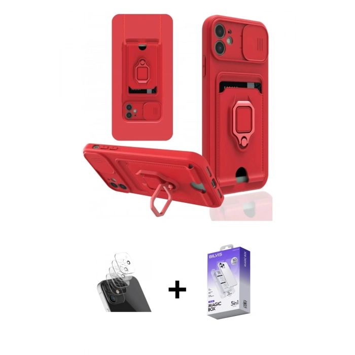 MARSİLYAN™- iPhone 11 Kılıf Vadi Form Prime - Siyah Bilvis 5in1 3D Magic Cam Ekran Koruyucu + Kamera Lens Koruma Cam - SF