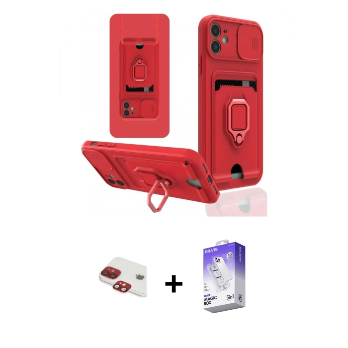 MARSİLYAN™- iPhone 11 Kılıf Vadi Form Prime - Siyah Bilvis 5in1 3D Magic Cam Ekran Koruyucu + Pers Alüminyum Kamera Lens - KI