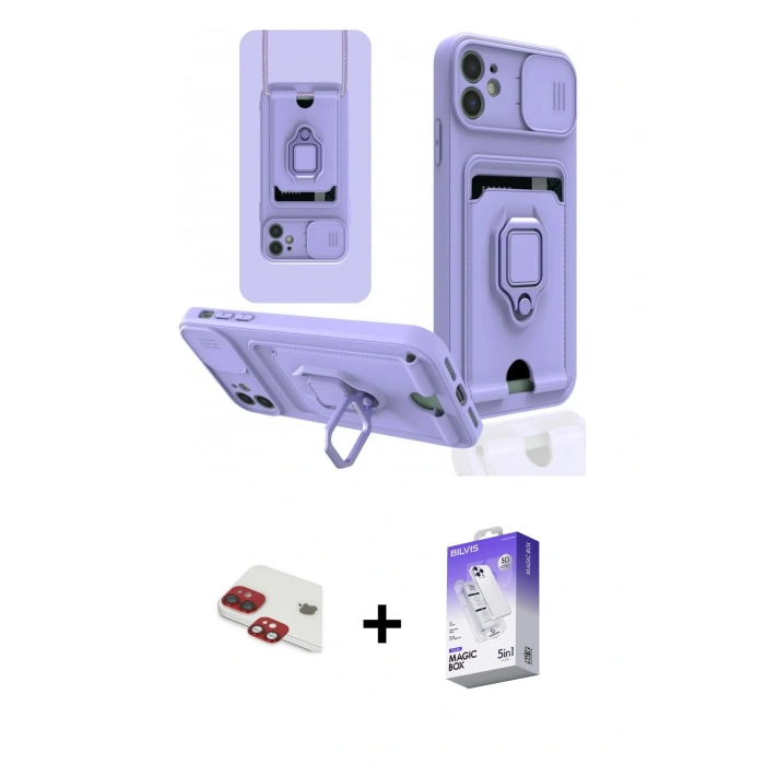 MARSİLYAN™- iPhone 11 Kılıf Vadi Form Prime - Siyah Bilvis 5in1 3D Magic Cam Ekran Koruyucu + Pers Alüminyum Kamera Lens - KI