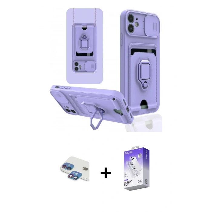MARSİLYAN™- iPhone 11 Kılıf Vadi Form Prime - Siyah Bilvis 5in1 3D Magic Cam Ekran Koruyucu + Pers Alüminyum Kamera Lens - GI
