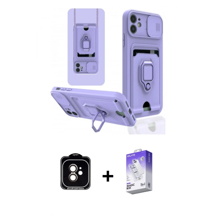 MARSİLYAN™- iPhone 11 Kılıf Vadi Form Prime - Siyah Bilvis 5in1 3D Magic Cam Ekran Koruyucu + PVD Metal Kamera Lens - TU