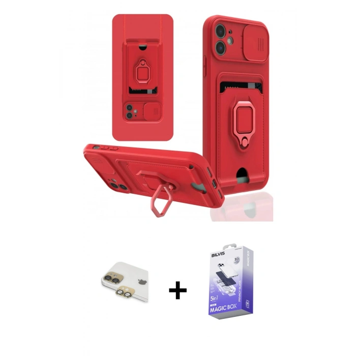MARSİLYAN™- iPhone 11 Kılıf Vadi Form Prime - Siyah Bilvis 5in1 5D Magic Hayalet Cam Ekran Koruyucu + Pers Alüminyum Kamera Lens - GD