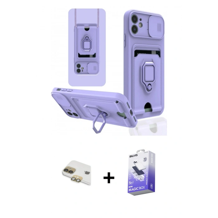 MARSİLYAN™- iPhone 11 Kılıf Vadi Form Prime - Siyah Bilvis 5in1 5D Magic Hayalet Cam Ekran Koruyucu + Pers Alüminyum Kamera Lens - GD