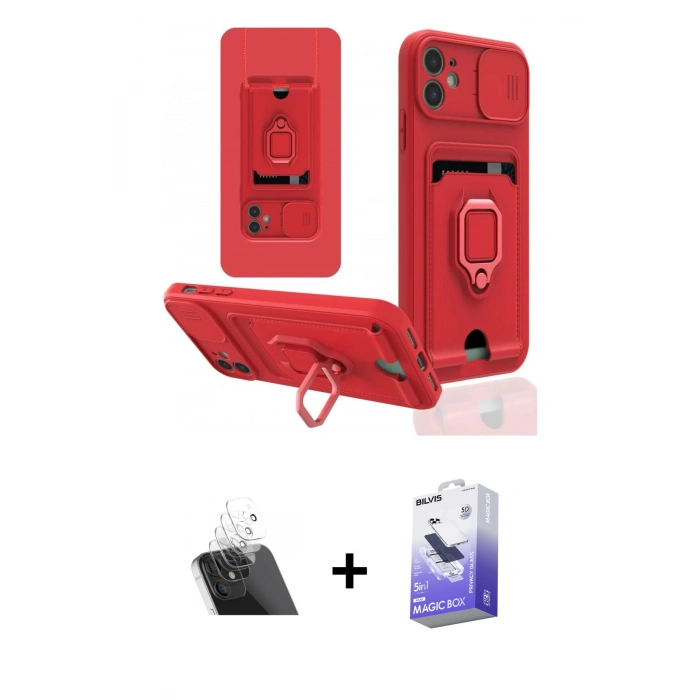 MARSİLYAN™- iPhone 11 Kılıf Vadi Form Prime - Siyah Bilvis 5in1 5D Magic Hayalet Cam Ekran Koruyucu + Kamera Lens Koruma Cam - SF