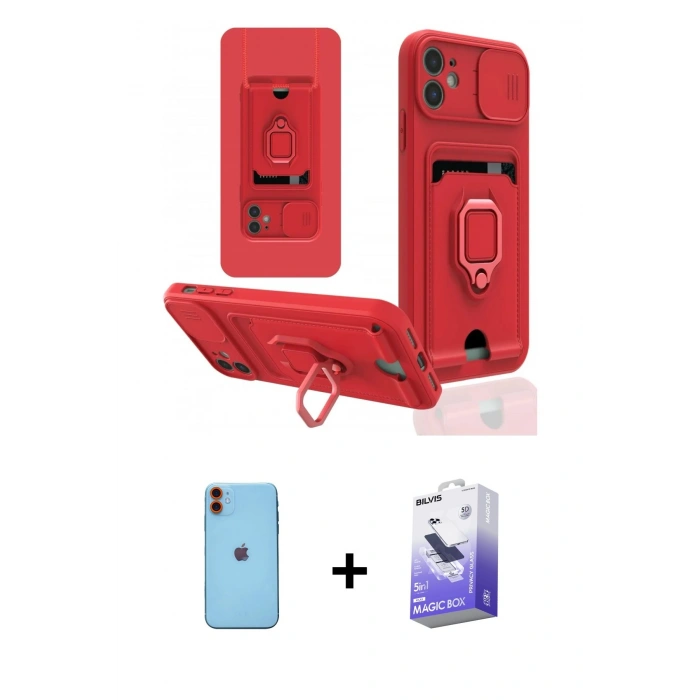 MARSİLYAN™- iPhone 11 Kılıf Vadi Form Prime - Siyah Bilvis 5in1 5D Magic Hayalet Cam Ekran Koruyucu + Neon Fosforlu Kamera Lens - TU