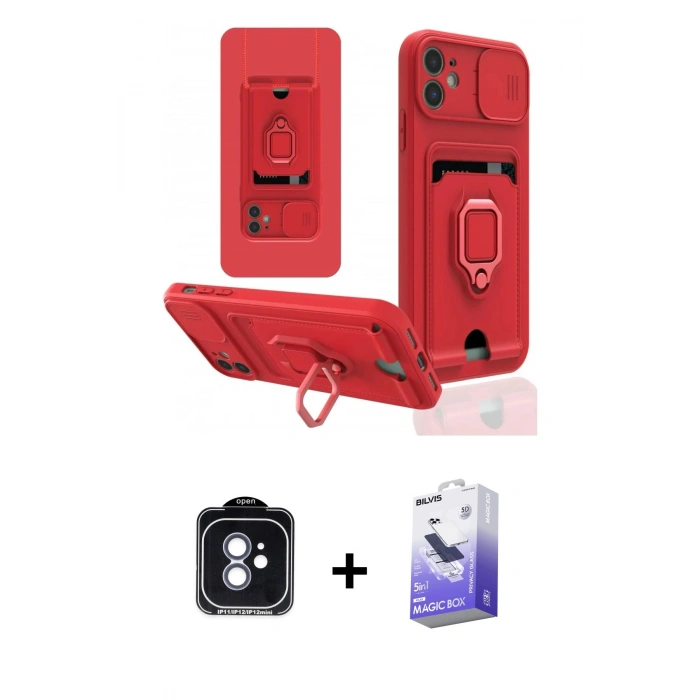 MARSİLYAN™- iPhone 11 Kılıf Vadi Form Prime - Siyah Bilvis 5in1 5D Magic Hayalet Cam Ekran Koruyucu + PVD Metal Kamera Lens - MI