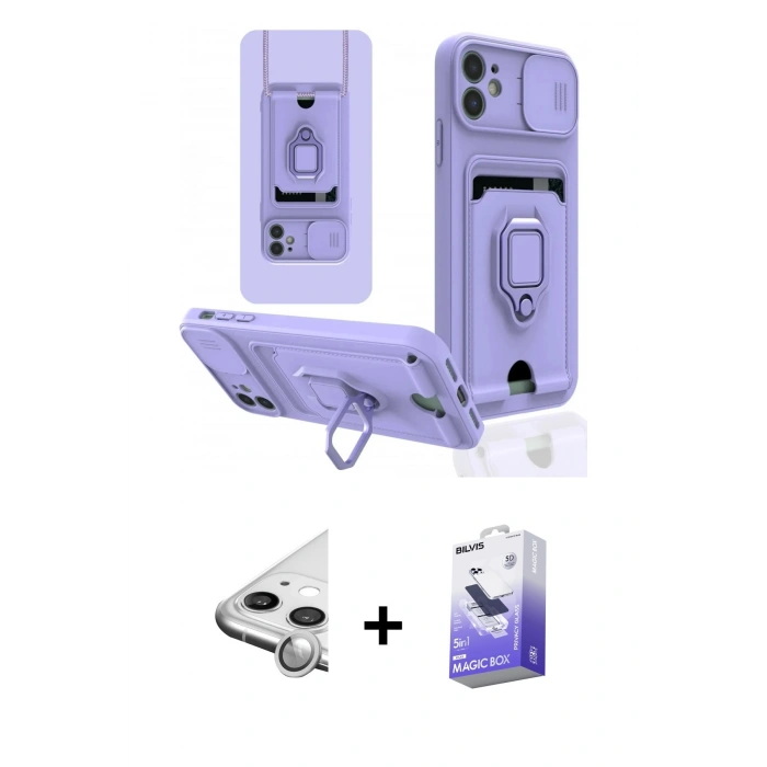MARSİLYAN™- iPhone 11 Kılıf Vadi Form Prime - Siyah Bilvis 5in1 5D Magic Hayalet Cam Ekran Koruyucu + Raze Metal Kamera Lens - GS