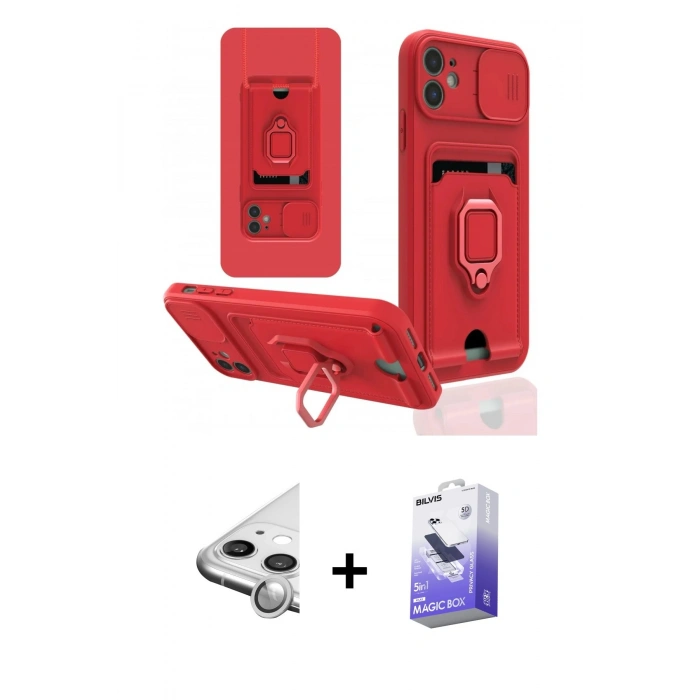 MARSİLYAN™- iPhone 11 Kılıf Vadi Form Prime - Siyah Bilvis 5in1 5D Magic Hayalet Cam Ekran Koruyucu + Raze Metal Kamera Lens - GS