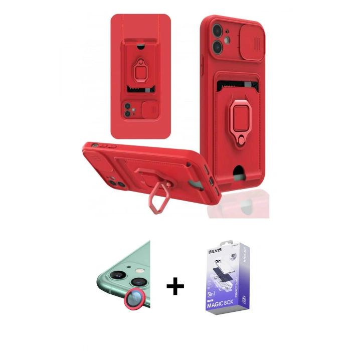 MARSİLYAN™- iPhone 11 Kılıf Vadi Form Prime - Siyah Bilvis 5in1 5D Magic Hayalet Cam Ekran Koruyucu + Raze Metal Kamera Lens - KI