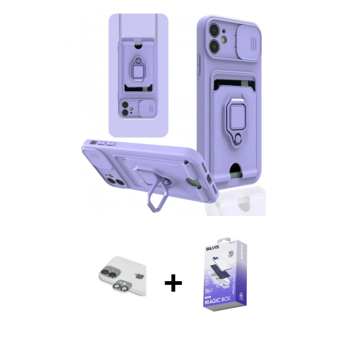 MARSİLYAN™- iPhone 11 Kılıf Vadi Form Prime - Siyah Bilvis 5in1 5D Magic Hayalet Cam Ekran Koruyucu + Pers Alüminyum Kamera Lens - YL