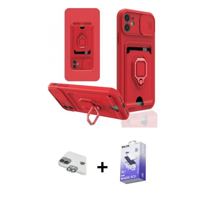 MARSİLYAN™- iPhone 11 Kılıf Vadi Form Prime - Siyah Bilvis 5in1 5D Magic Hayalet Cam Ekran Koruyucu + Pers Alüminyum Kamera Lens - YL