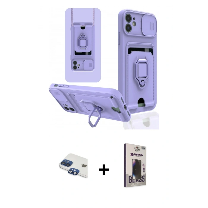MARSİLYAN™- iPhone 11 Kılıf Vadi Form Prime - Siyah Bilvis Hayalet Cam Ekran Koruyucu + Pers Alüminyum Kamera Lens - LT