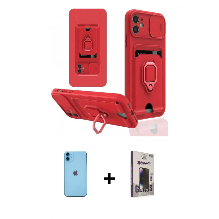 MARSİLYAN™- iPhone 11 Kılıf Vadi Form Prime - Siyah Bilvis Hayalet Cam Ekran Koruyucu + Neon Fosforlu Kamera Lens - MI