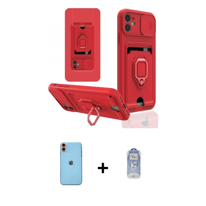 MARSİLYAN™- iPhone 11 Kılıf Vadi Form Prime - Siyah Joko Magic 5D Cam + Neon Fosforlu Kamera Lens - TU