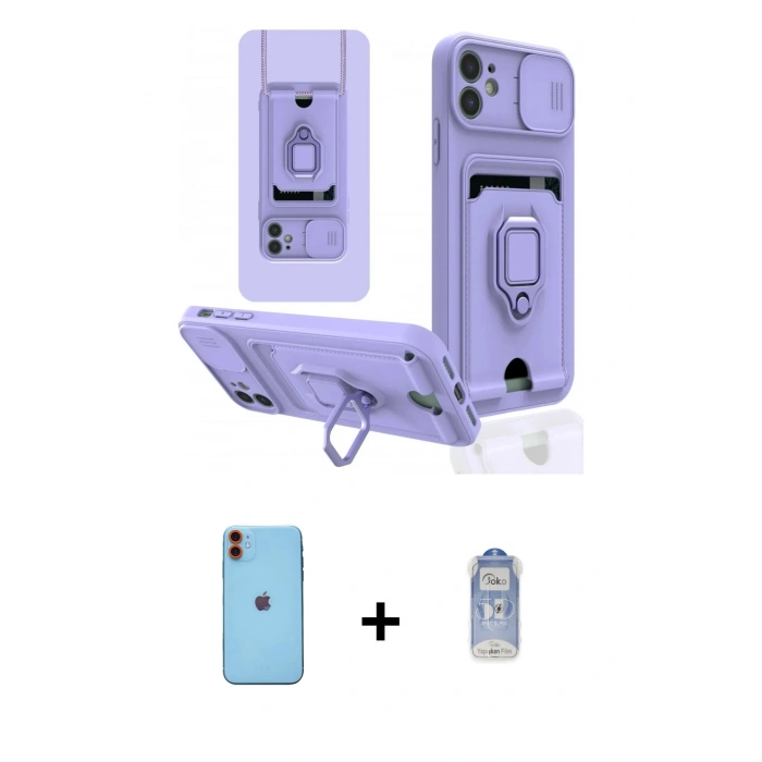 MARSİLYAN™- iPhone 11 Kılıf Vadi Form Prime - Siyah Joko Magic 5D Cam + Neon Fosforlu Kamera Lens - TU