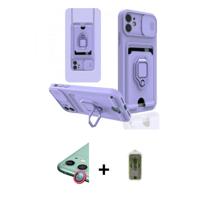 MARSİLYAN™- iPhone 11 Kılıf Vadi Form Prime - Siyah Joko Magic 5D Hayalet Cam + Raze Metal Kamera Lens - KI