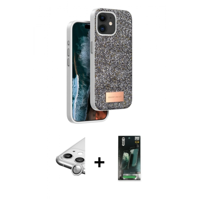 MARSİLYAN™- iPhone 11 Kılıf Vadi Klasik Serisi - Şeffaf 360 Full Body Arka Koruyucu + Raze Metal Kamera Lens - GS