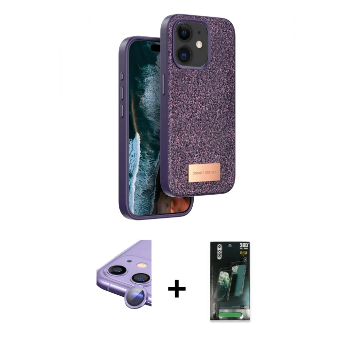 MARSİLYAN™- iPhone 11 Kılıf Vadi Klasik Serisi - Şeffaf 360 Full Body Arka Koruyucu + Raze Metal Kamera Lens - MR