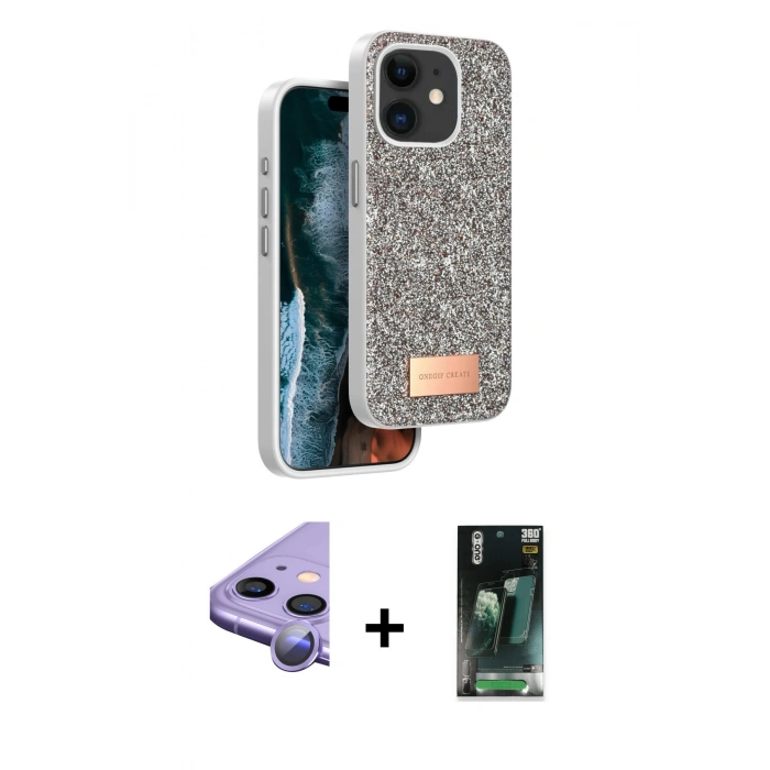 MARSİLYAN™- iPhone 11 Kılıf Vadi Klasik Serisi - Şeffaf 360 Full Body Arka Koruyucu + Raze Metal Kamera Lens - MR