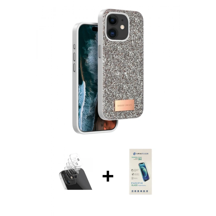 MARSİLYAN™- iPhone 11 Kılıf Vadi Klasik Serisi - Şeffaf Pasifik Cam Ekran Koruyucu + Kamera Lens Koruma Cam - SF