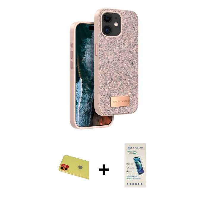 MARSİLYAN™- iPhone 11 Kılıf Vadi Klasik Serisi - Şeffaf Pasifik Cam Ekran Koruyucu + Rainbow Kamera Lens Koruma Cam - KI