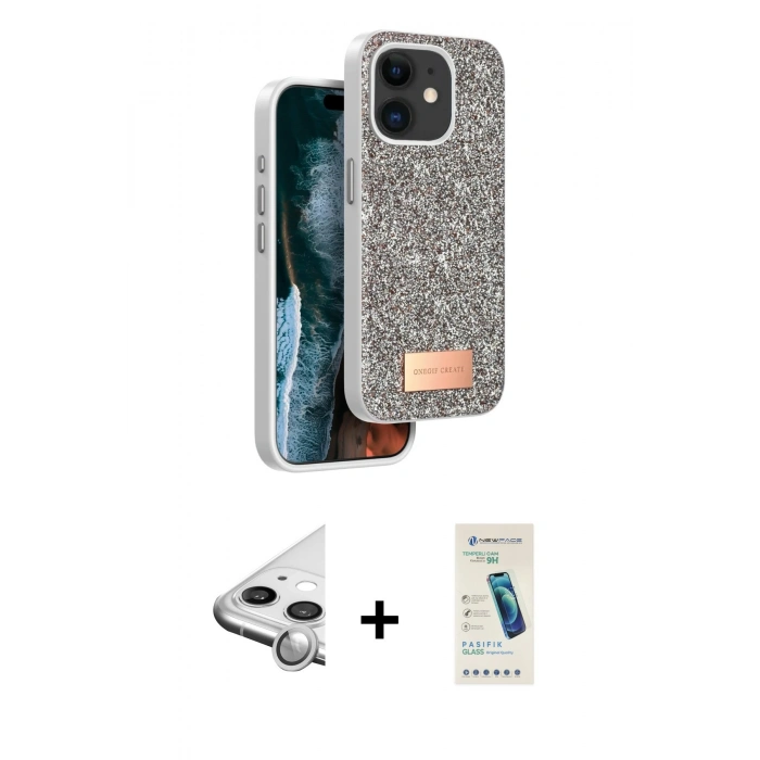 MARSİLYAN™- iPhone 11 Kılıf Vadi Klasik Serisi - Şeffaf Pasifik Cam Ekran Koruyucu + Raze Metal Kamera Lens - GS