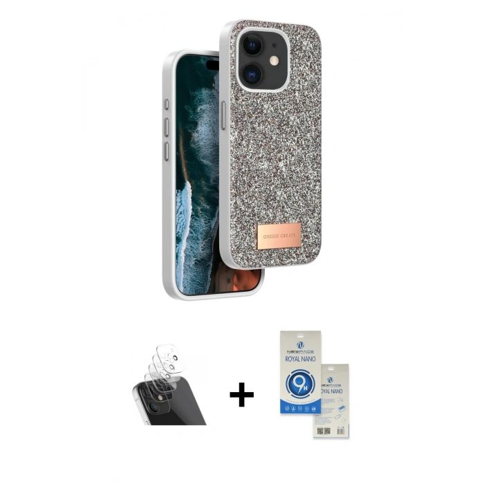 MARSİLYAN™- iPhone 11 Kılıf Vadi Klasik Serisi - Şeffaf Royal Nano Ekran Koruyucu + Kamera Lens Koruma Cam - SF