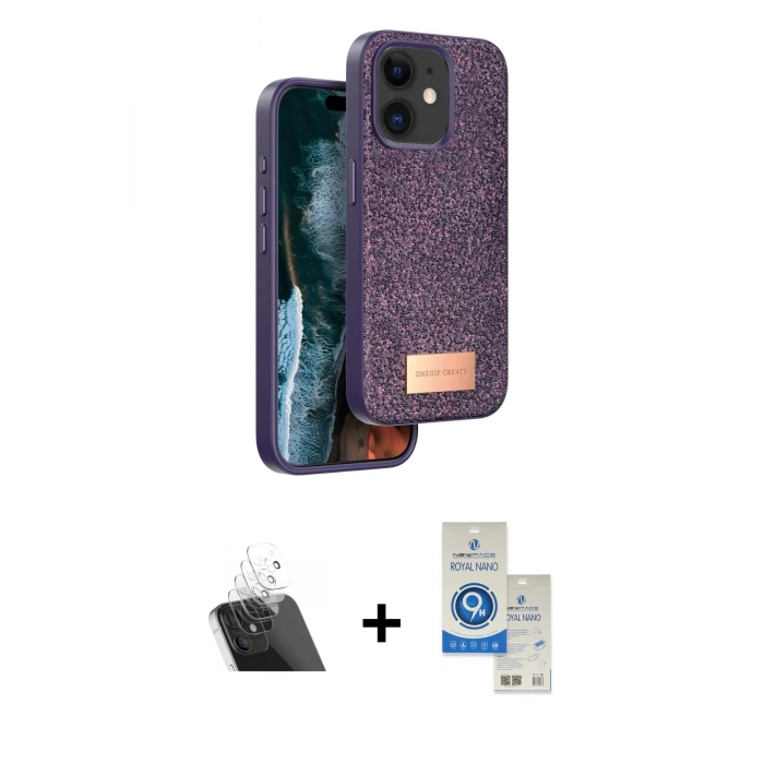 MARSİLYAN™- iPhone 11 Kılıf Vadi Klasik Serisi - Şeffaf Royal Nano Ekran Koruyucu + Kamera Lens Koruma Cam - SF