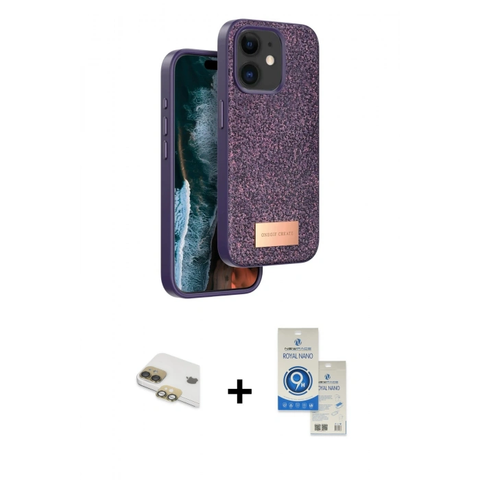 MARSİLYAN™- iPhone 11 Kılıf Vadi Klasik Serisi - Şeffaf Royal Nano Ekran Koruyucu + Pers Alüminyum Kamera Lens - GD