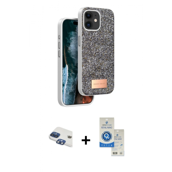 MARSİLYAN™- iPhone 11 Kılıf Vadi Klasik Serisi - Şeffaf Royal Nano Ekran Koruyucu + Pers Alüminyum Kamera Lens - LT