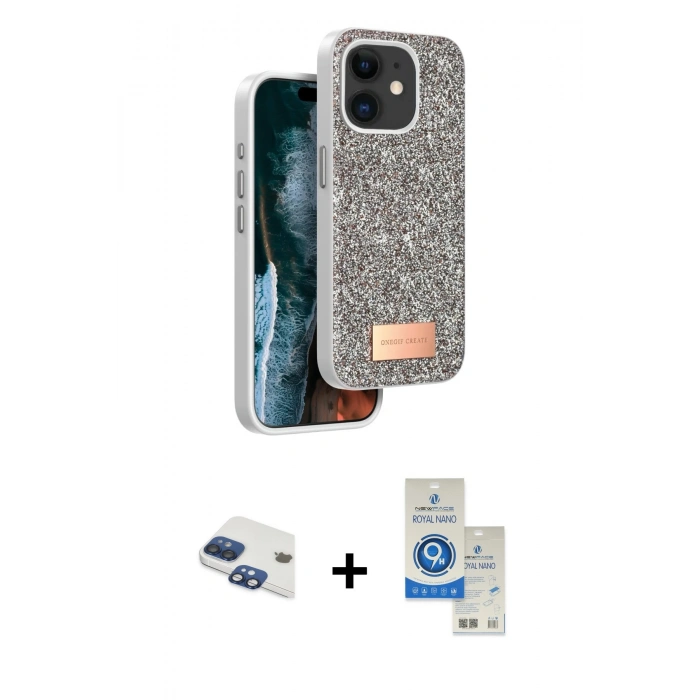 MARSİLYAN™- iPhone 11 Kılıf Vadi Klasik Serisi - Şeffaf Royal Nano Ekran Koruyucu + Pers Alüminyum Kamera Lens - LT