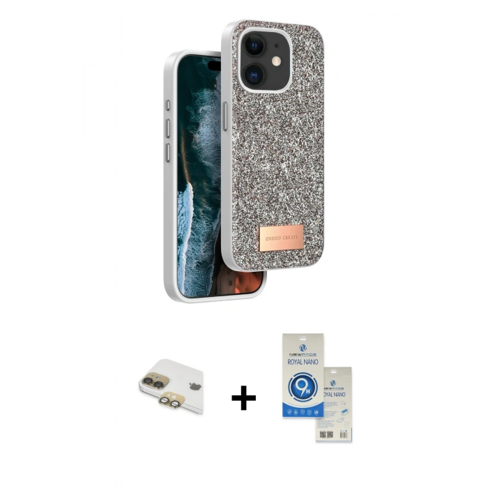 MARSİLYAN™- iPhone 11 Kılıf Vadi Klasik Serisi - Şeffaf Royal Nano Ekran Koruyucu + Pers Alüminyum Kamera Lens - GD