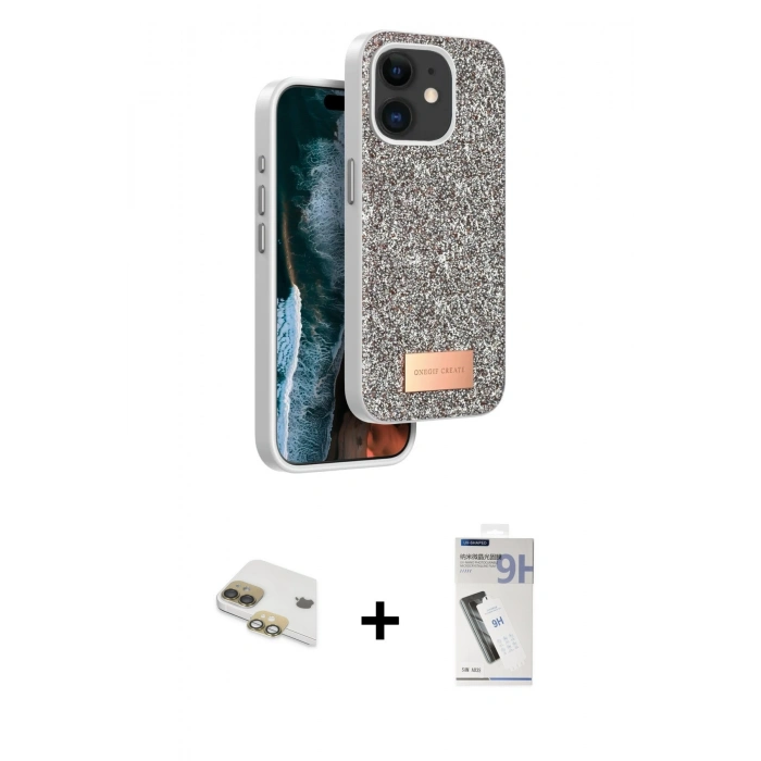 MARSİLYAN™- iPhone 11 Kılıf Vadi Klasik Serisi - Şeffaf Uv Polymer Nano Ekran Koruyucu + Pers Alüminyum Kamera Lens - GD