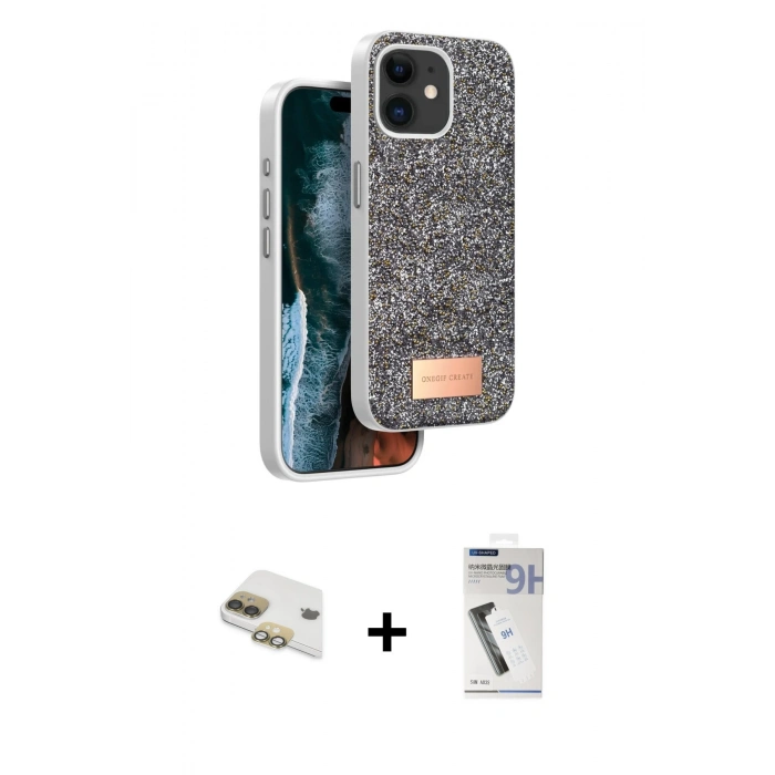 MARSİLYAN™- iPhone 11 Kılıf Vadi Klasik Serisi - Şeffaf Uv Polymer Nano Ekran Koruyucu + Pers Alüminyum Kamera Lens - GD