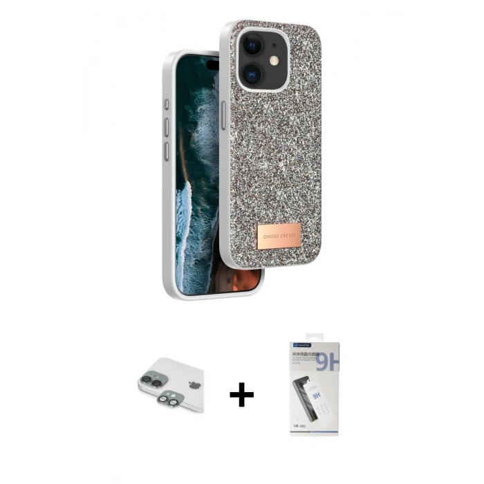 MARSİLYAN™- iPhone 11 Kılıf Vadi Klasik Serisi - Şeffaf Uv Polymer Nano Ekran Koruyucu + Pers Alüminyum Kamera Lens - YL