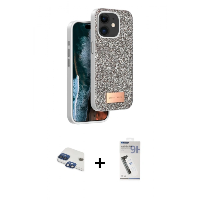 MARSİLYAN™- iPhone 11 Kılıf Vadi Klasik Serisi - Şeffaf Uv Polymer Nano Ekran Koruyucu + Pers Alüminyum Kamera Lens - LT