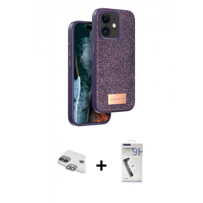 MARSİLYAN™- iPhone 11 Kılıf Vadi Klasik Serisi - Şeffaf Uv Polymer Nano Ekran Koruyucu + Pers Alüminyum Kamera Lens - YL