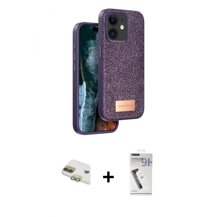 MARSİLYAN™- iPhone 11 Kılıf Vadi Klasik Serisi - Şeffaf Uv Polymer Nano Ekran Koruyucu + Pers Alüminyum Kamera Lens - GD