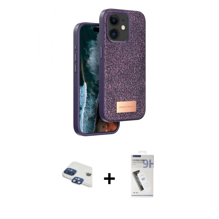 MARSİLYAN™- iPhone 11 Kılıf Vadi Klasik Serisi - Şeffaf Uv Polymer Nano Ekran Koruyucu + Pers Alüminyum Kamera Lens - LT