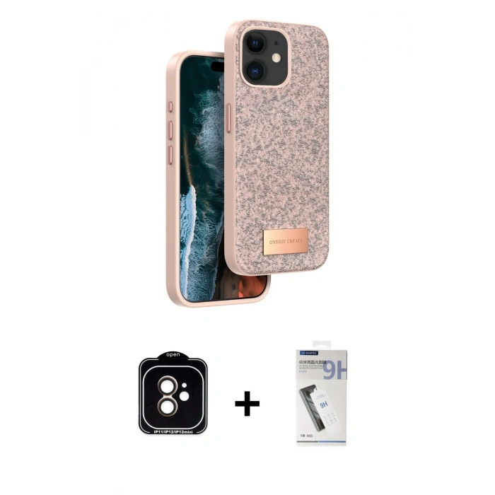 MARSİLYAN™- iPhone 11 Kılıf Vadi Klasik Serisi - Şeffaf Uv Polymer Nano Ekran Koruyucu + PVD Metal Kamera Lens - TU