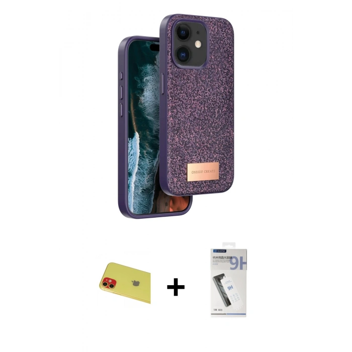 MARSİLYAN™- iPhone 11 Kılıf Vadi Klasik Serisi - Şeffaf Uv Polymer Nano Ekran Koruyucu + Rainbow Kamera Lens Koruma Cam - KI