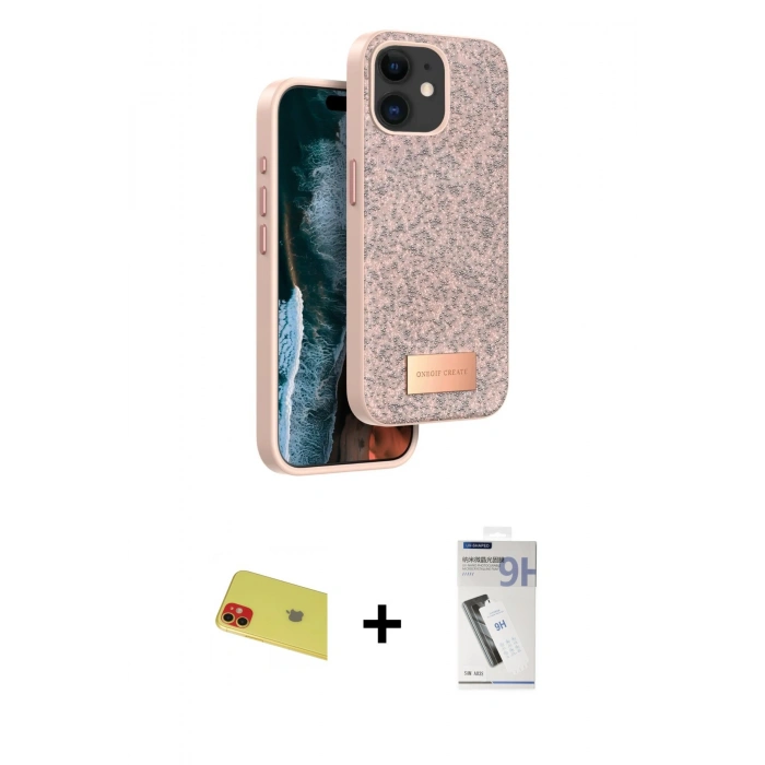 MARSİLYAN™- iPhone 11 Kılıf Vadi Klasik Serisi - Şeffaf Uv Polymer Nano Ekran Koruyucu + Rainbow Kamera Lens Koruma Cam - KI