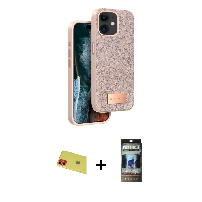 MARSİLYAN™- iPhone 11 Kılıf Vadi Klasik Serisi - Siyah 34D Hayalet Izgaralı Cam + Rainbow Kamera Lens Koruma Cam - KI