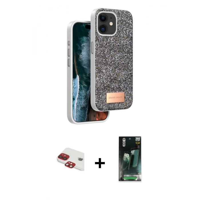 MARSİLYAN™- iPhone 11 Kılıf Vadi Klasik Serisi - Siyah 360 Mat Full Body Arka Koruyucu + Pers Alüminyum Kamera Lens - KI