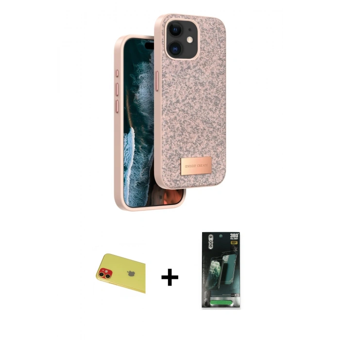 MARSİLYAN™- iPhone 11 Kılıf Vadi Klasik Serisi - Siyah 360 Mat Full Body Arka Koruyucu + Rainbow Kamera Lens Koruma Cam - KI
