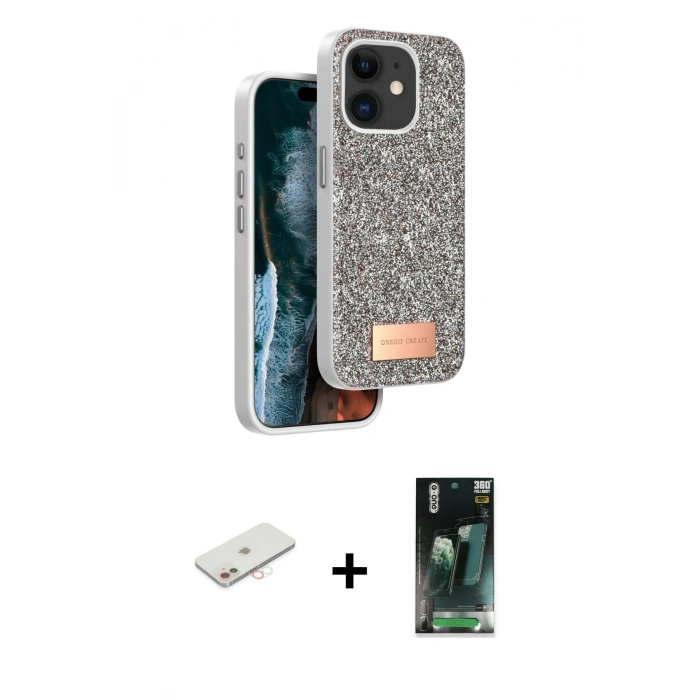 MARSİLYAN™- iPhone 11 Kılıf Vadi Klasik Serisi - Siyah 360 Mat Full Body Arka Koruyucu + Renkli Kamera Lens Koruma Cam - YL