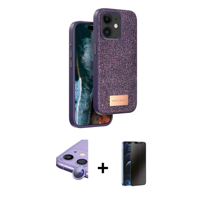 MARSİLYAN™- iPhone 11 Kılıf Vadi Klasik Serisi - Siyah 3D Antistatik Hayalet Cam Ekran Koruyucu + Raze Metal Kamera Lens - MR