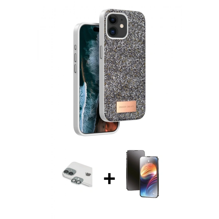 MARSİLYAN™- iPhone 11 Kılıf Vadi Klasik Serisi - Siyah 3D Antistatik Mat Seramik Nano Ekran Koruyucu + Pers Alüminyum Kamera Lens - YL