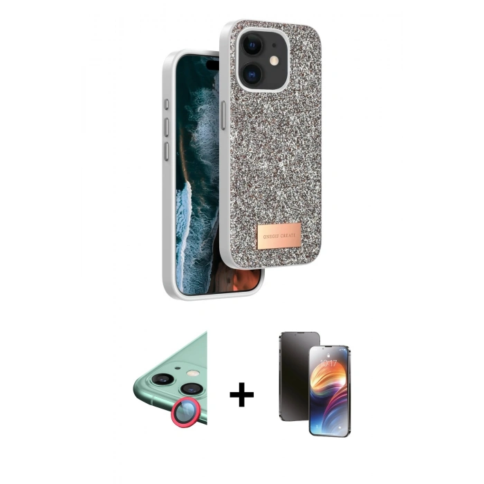 MARSİLYAN™- iPhone 11 Kılıf Vadi Klasik Serisi - Siyah 3D Antistatik Mat Seramik Nano Ekran Koruyucu + Raze Metal Kamera Lens - KI